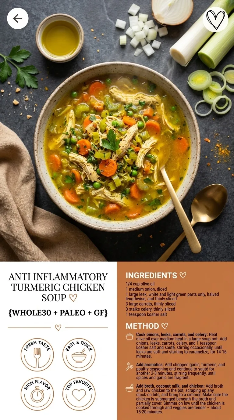 Anti Inflammatory Turmeric Chicken Soup | Whole30, Paleo, GF - Auf Pinterest merken