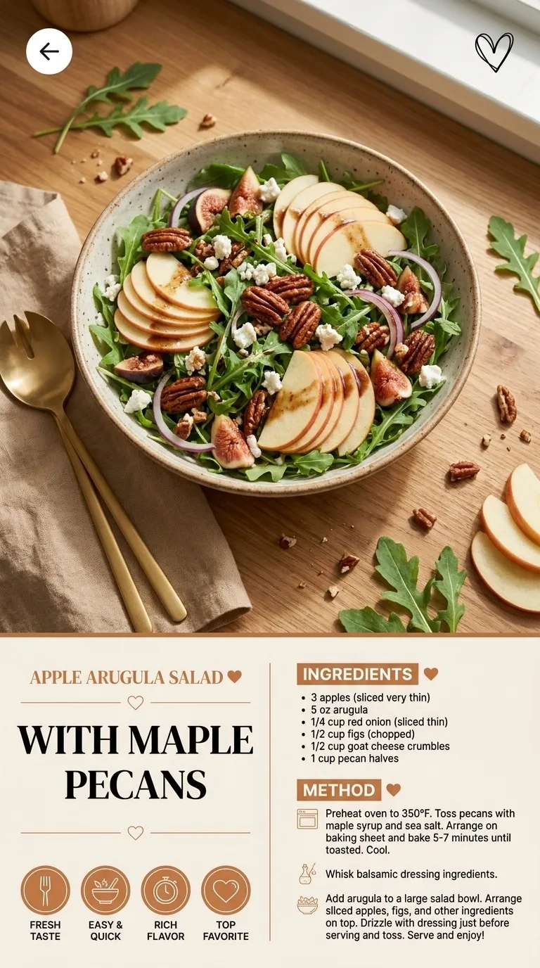 Apple Arugula Salad With Maple Pecans - A Fresh Delight - Auf Pinterest merken
