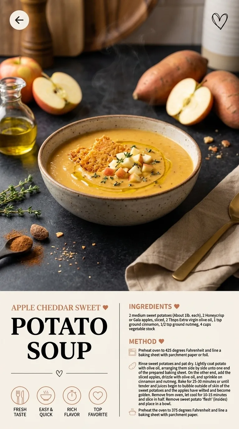 Apple Cheddar Sweet Potato Soup - Warm Fall Delight - Auf Pinterest merken
