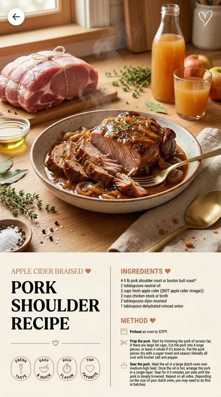 Apple Cider Braised Pork Shoulder Recipe: Comfort Cooking - Auf Pinterest merken