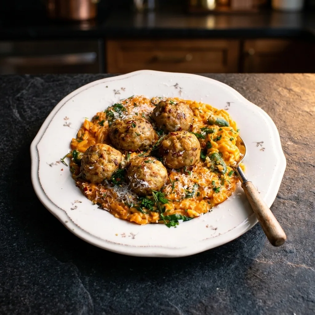 Baked Rosemary Chicken Meatballs with Tomato Orzo zubereiten: Schritt 2