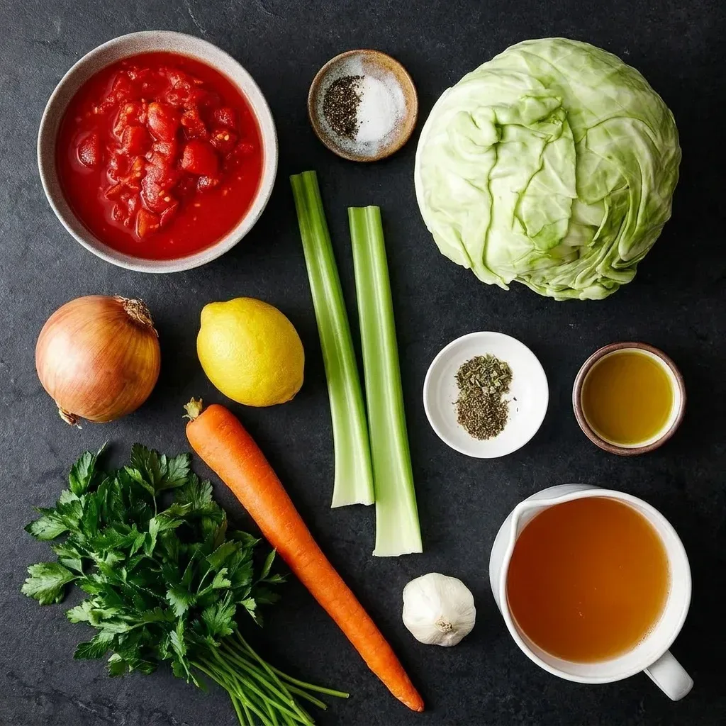 Ingredients for BEST Cabbage Soup