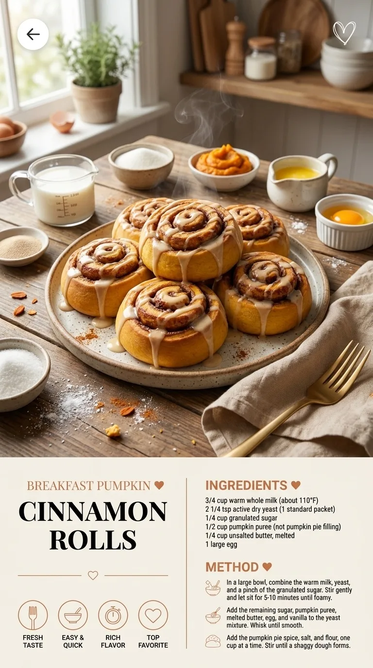 Breakfast Pumpkin Cinnamon Rolls Recipe - Cozy Delight - Auf Pinterest merken