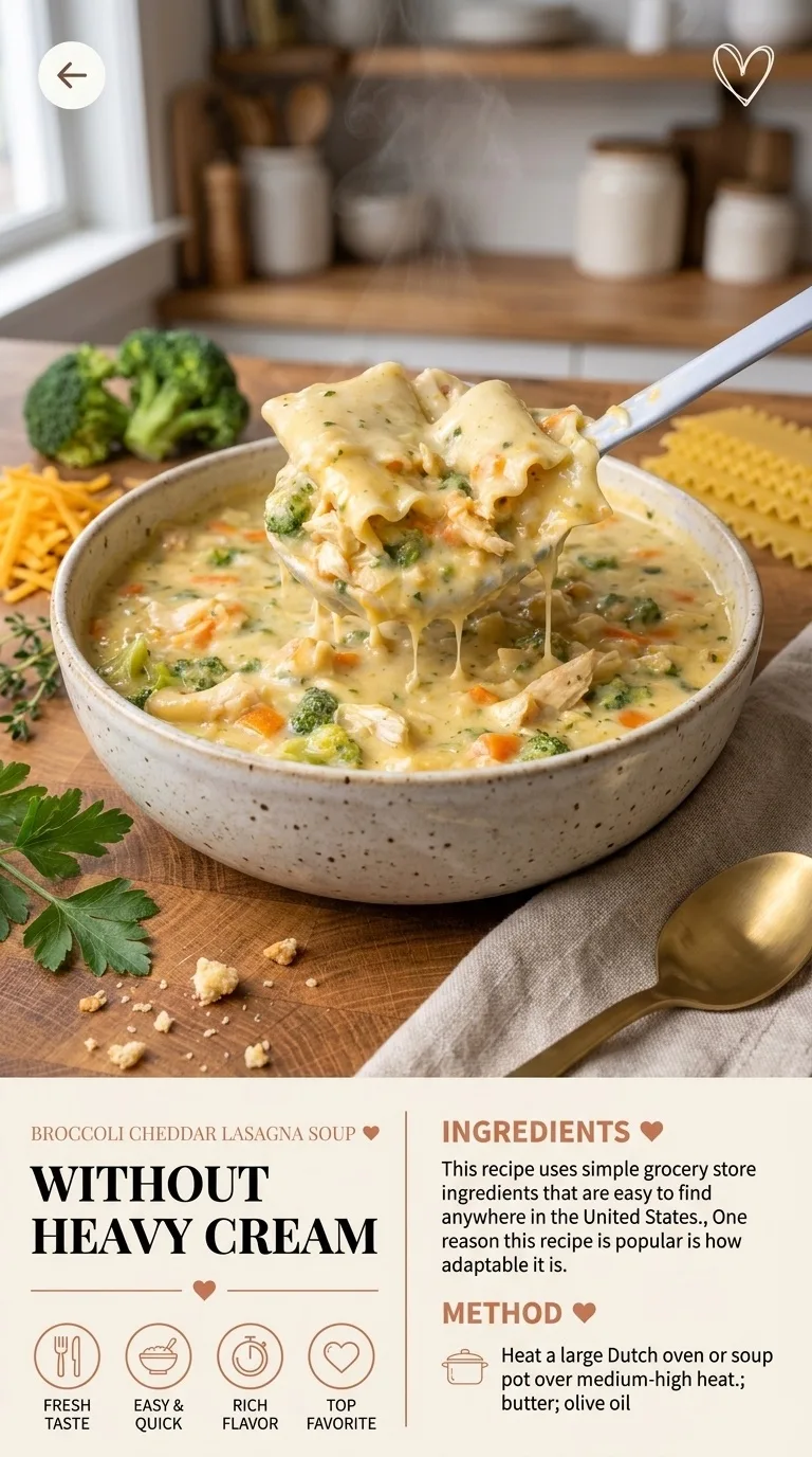 Broccoli Cheddar Lasagna Soup Without Heavy Cream Recipe - Auf Pinterest merken