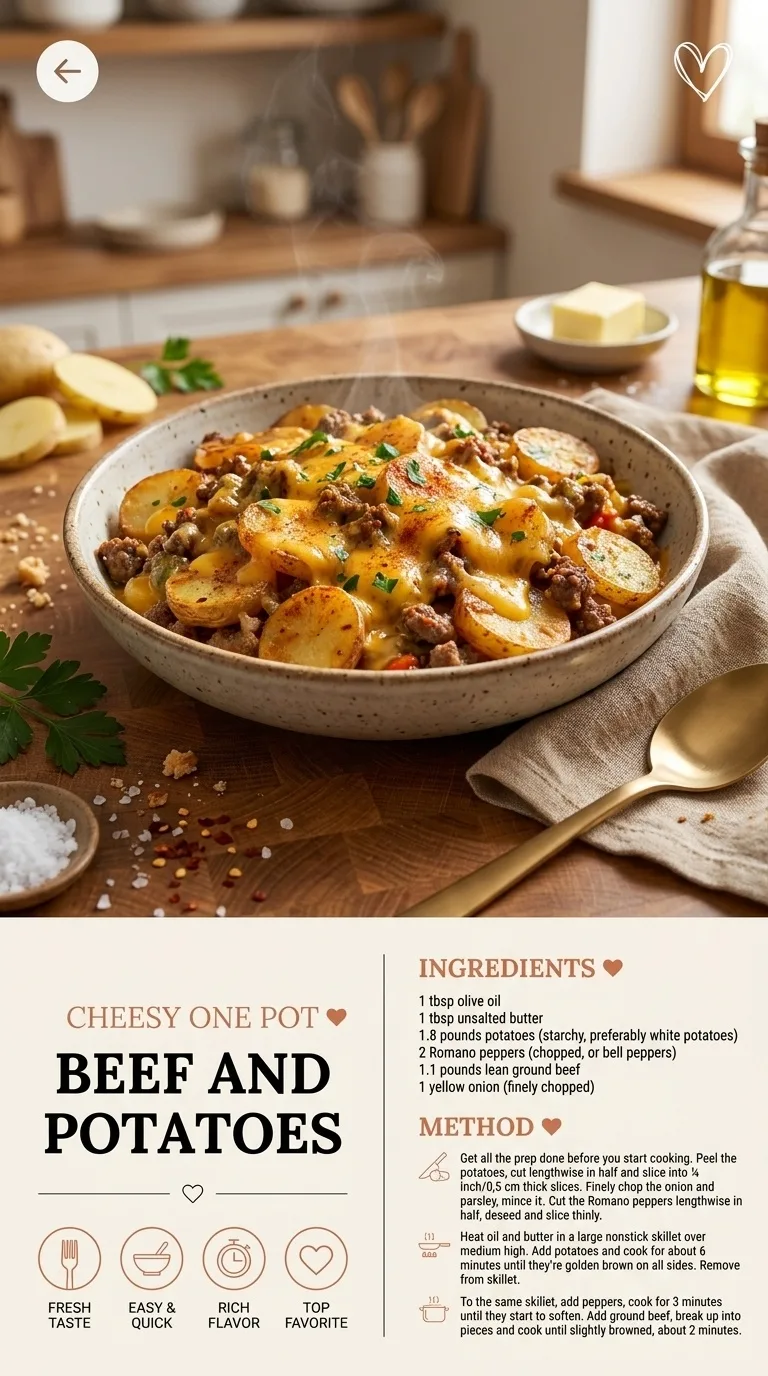 Cheesy One Pot Beef and Potatoes: Comfort Food Delight - Auf Pinterest merken
