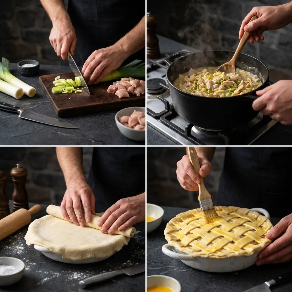 Creamy Chicken and Leek Pot Pie – Schritt 2 Creamy Chicken and Leek Pot Pie zubereiten: Schritt 2