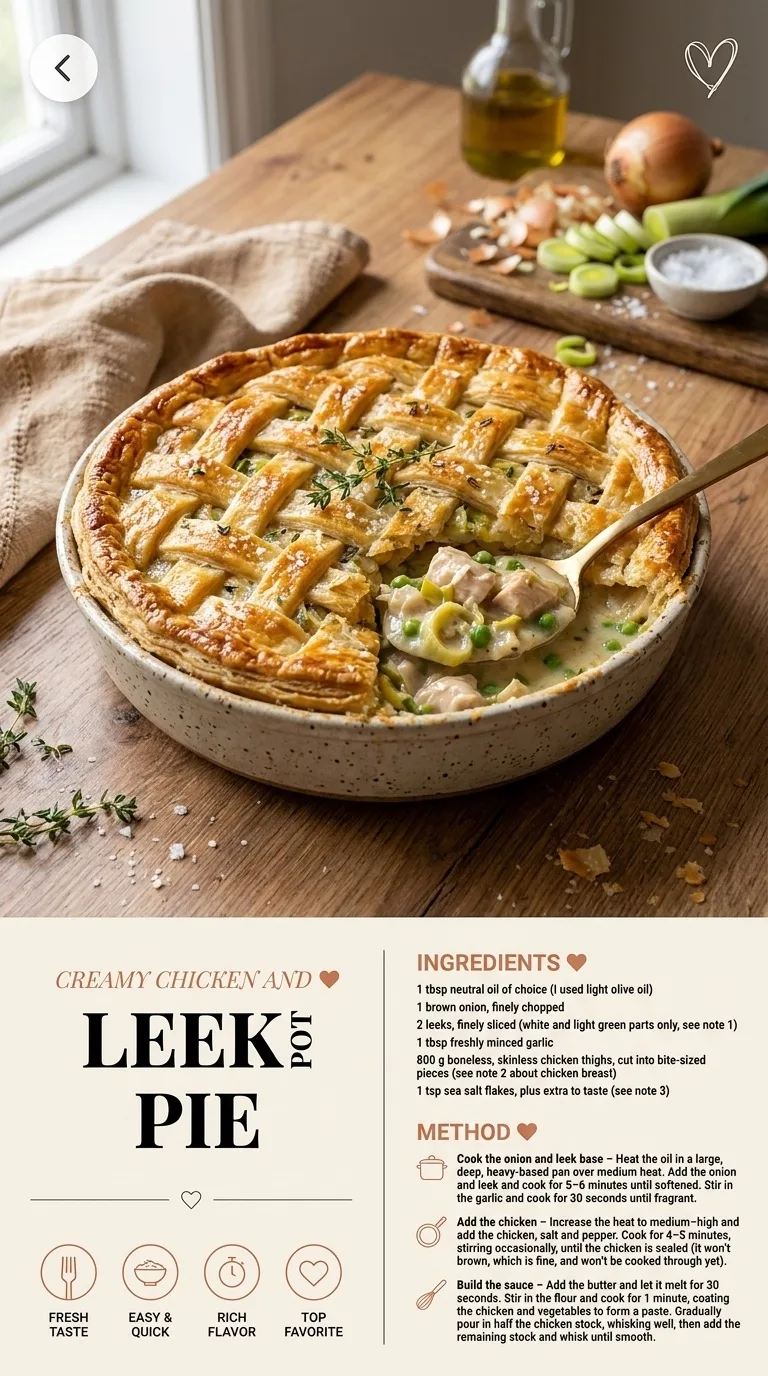 Creamy Chicken and Leek Pot Pie - Comfort Food Delight - Auf Pinterest merken