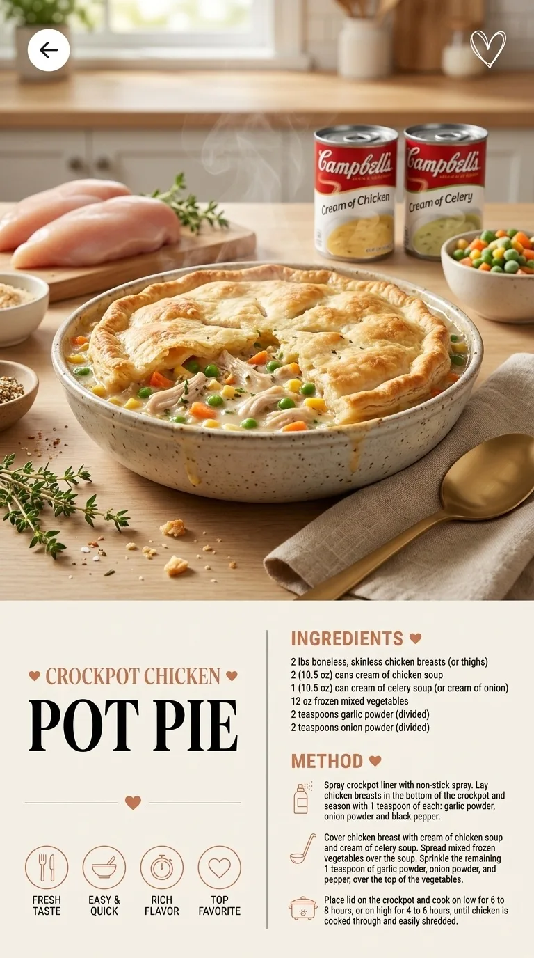 Crockpot Chicken Pot Pie: Comfort Food Done Right - Auf Pinterest merken