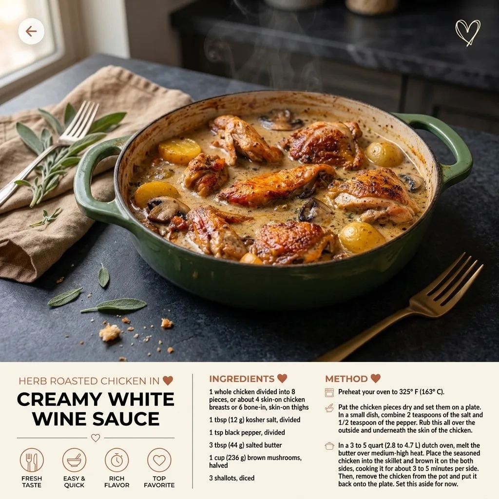 Herb Roasted Chicken in Creamy White Wine Sauce Recipe - Auf Pinterest merken