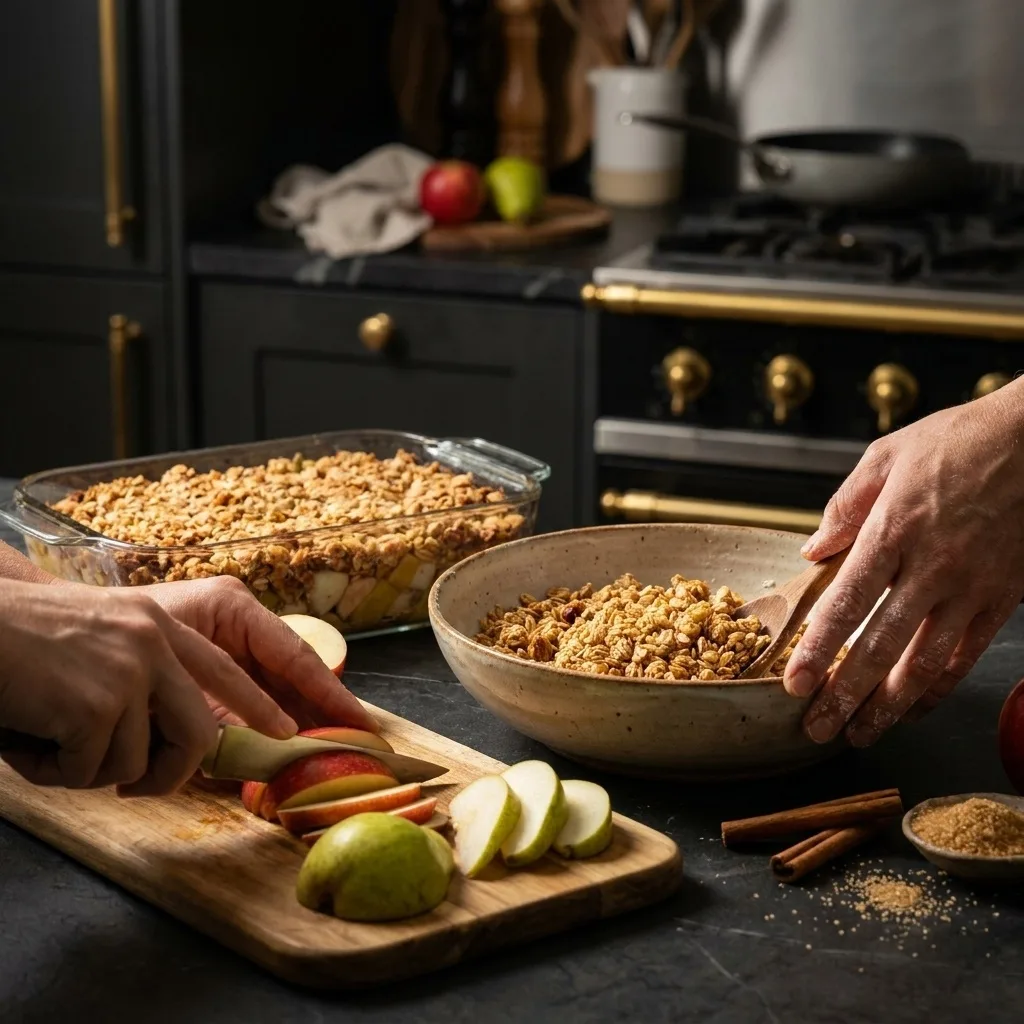 Pear & Apple Breakfast Crumble – Schritt 3 Pear & Apple Breakfast Crumble zubereiten: Schritt 3