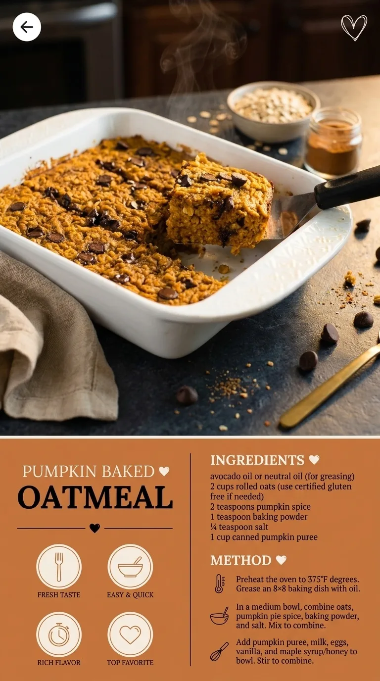 Pumpkin Baked Oatmeal: A Cozy Fall Delight - Auf Pinterest merken