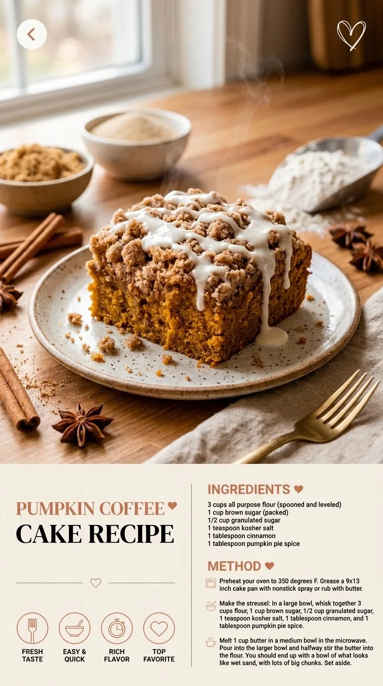 Pumpkin Coffee Cake Recipe - Perfectly Spiced & Moist - Auf Pinterest merken