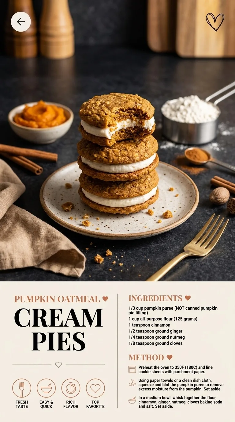 Pumpkin Oatmeal Cream Pies: Cozy Fall Treats - Auf Pinterest merken
