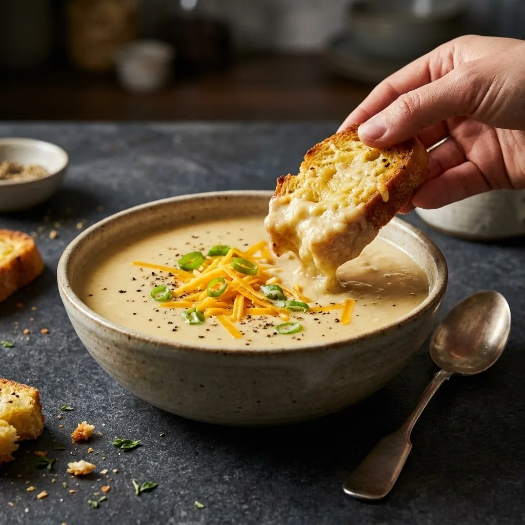 Roasted Garlic Cheddar Cauliflower Soup Recipe
