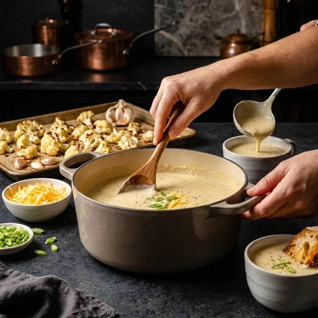 Roasted Garlic Cheddar Cauliflower Soup zubereiten: Schritt 3