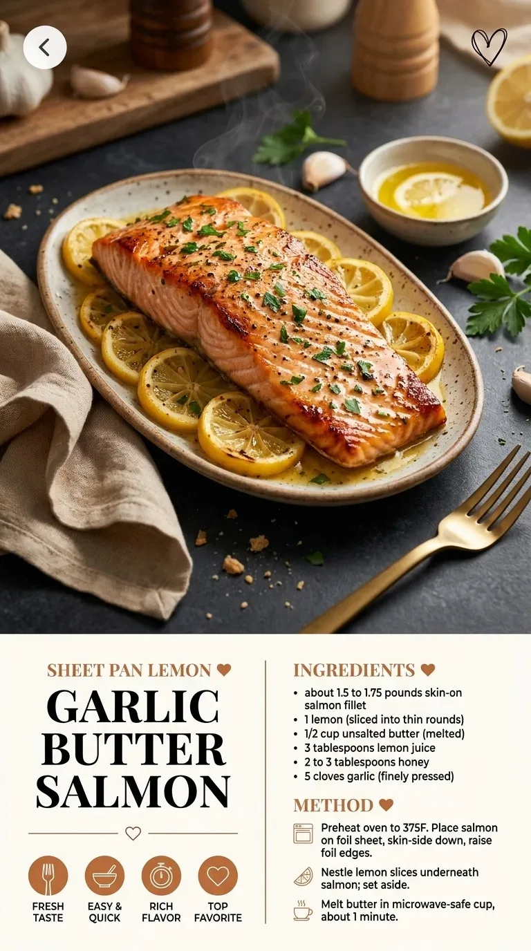 Sheet Pan Lemon Garlic Butter Salmon - Easy & Delicious - Auf Pinterest merken