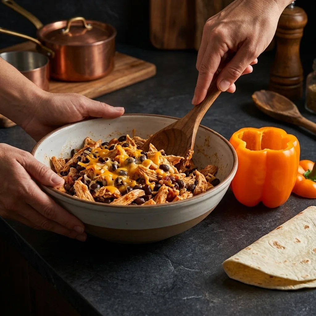 Variationen & Alternative Methoden - SHREDDED CHICKEN & RICE STUFFED PEPPERS (HALLOWEEN STYLE)
