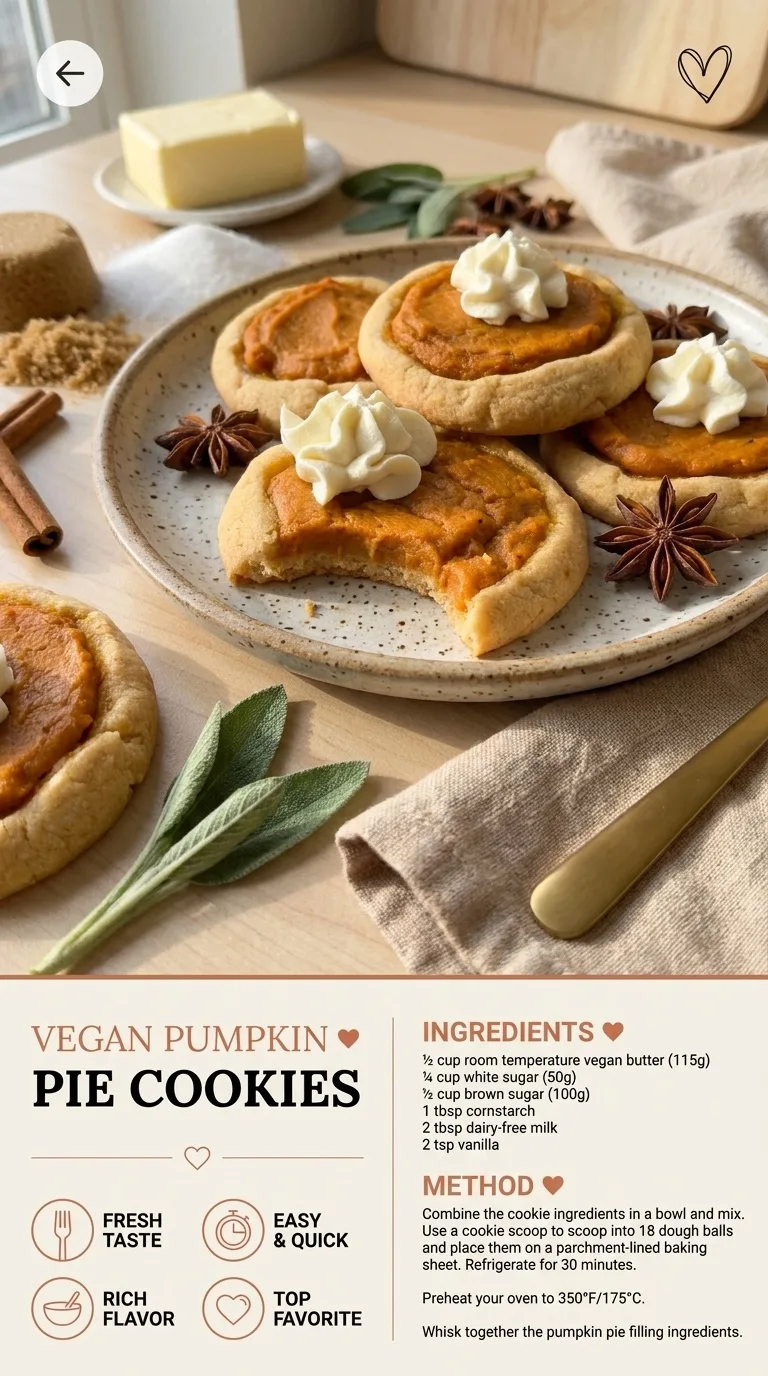 Vegan Pumpkin Pie Cookies - Autumn's Sweet Delight - Auf Pinterest merken